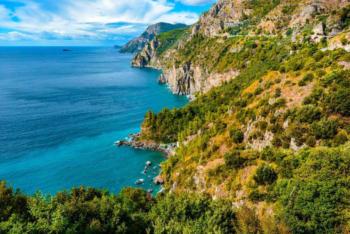 amalfi coast bay beach blue